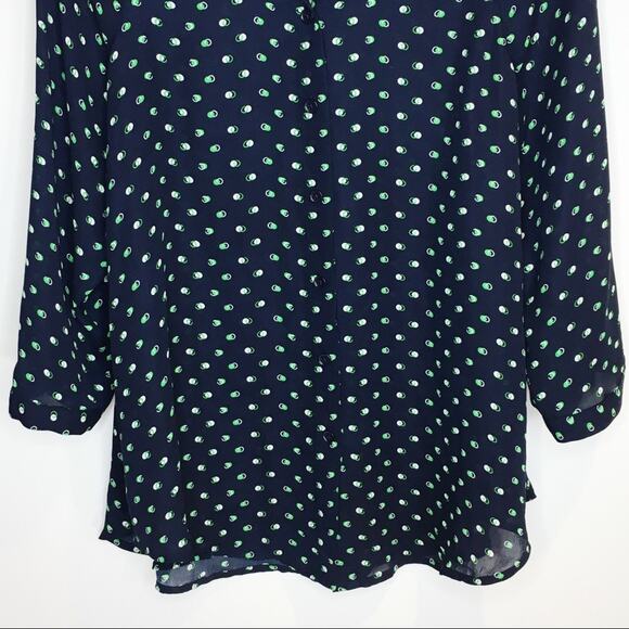 CAbi #5019 Womens Size XS Martini Blouse Button Up Navy Blue Green Preppy Core - Picture 4 of 7